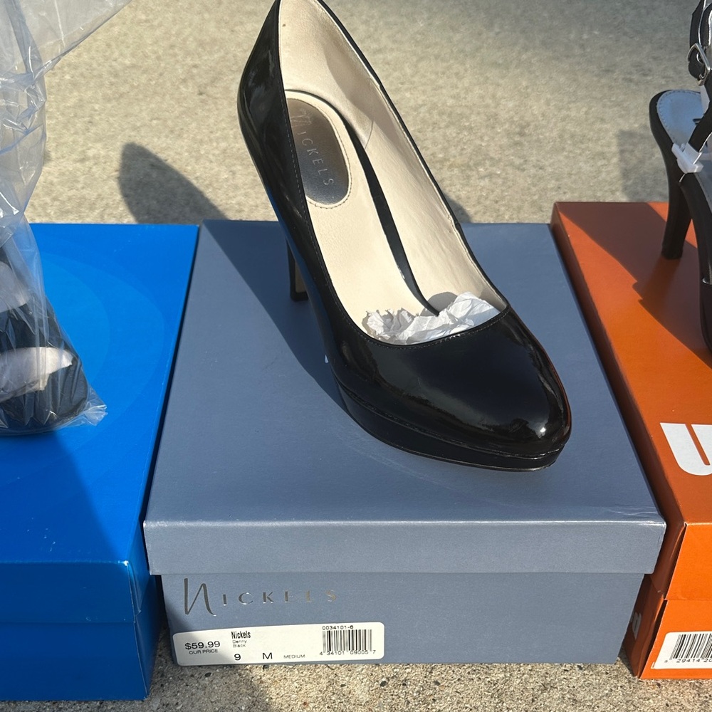 Nickels Glossy Black Heels